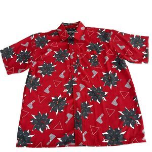 Trijicon Hawaiian Men's XL Shirt Floral Stretch Breathable Themed Red